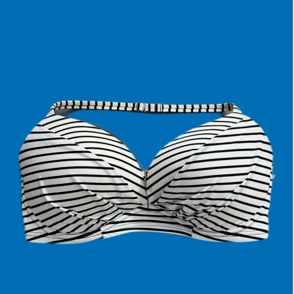 Victoria’s Secret Swim The Angel Padded Halter Bra Bikini Top Black & white 38D - Picture 3 of 6